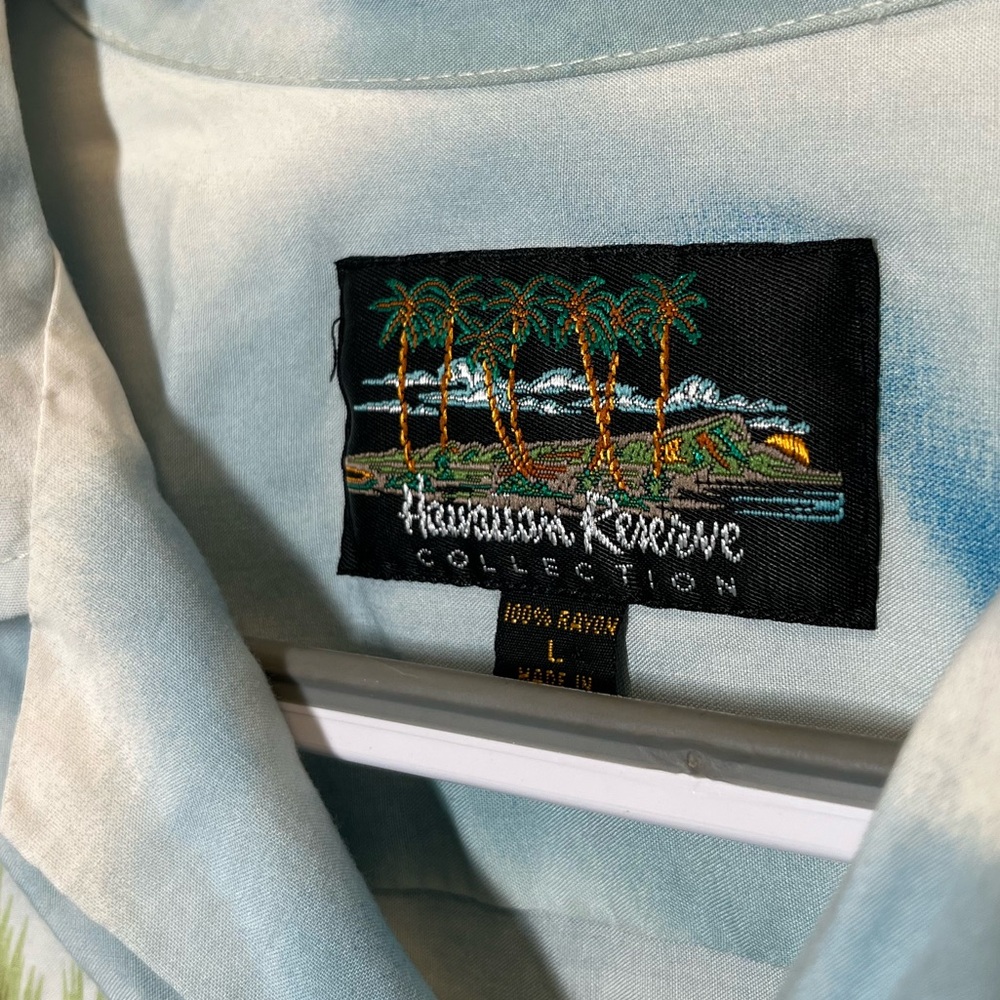 Hawaiian Reserve Retro Car Beach Scene Button Down Mens Size Large - Picture 2 of 6